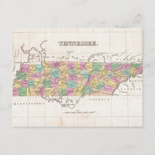 Postal Mapa de época de Tennessee (1827)