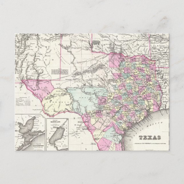 Postal Mapa de época de Texas (1855) (Anverso)