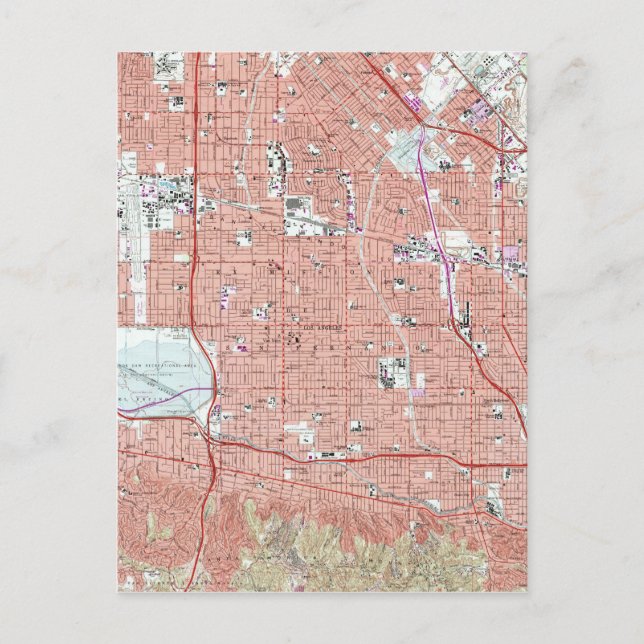 Postal Mapa de época de Van Nuys California (1966) (Anverso)