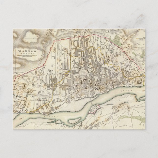 Postal Mapa de época de Varsovia Polonia (1831) (Anverso)