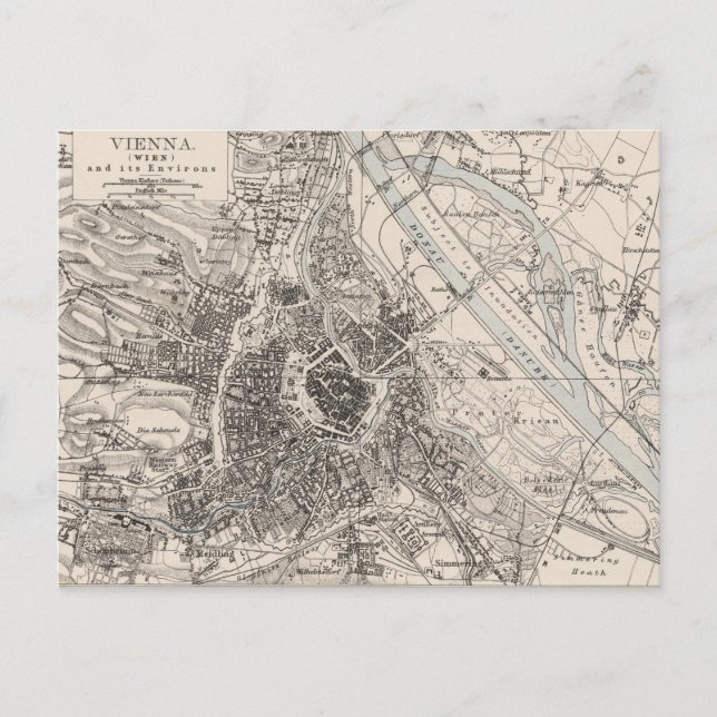 Postal Mapa de época de Viena Austria (1906) (Anverso)