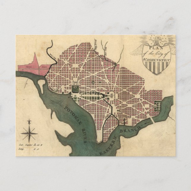 Postal Mapa de época de Washington D.C. (1793) (Anverso)
