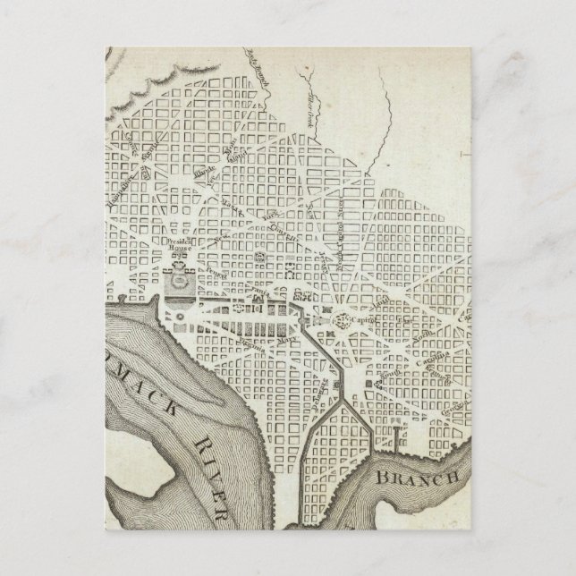 Postal Mapa de época de Washington D.C. (1794) (Anverso)