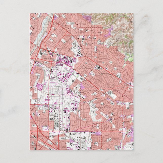 Postal Mapa de época de Whittier California (1965) (Anverso)
