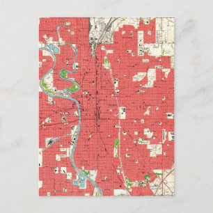 Postal Mapa de época de Wichita Kansas (1961)