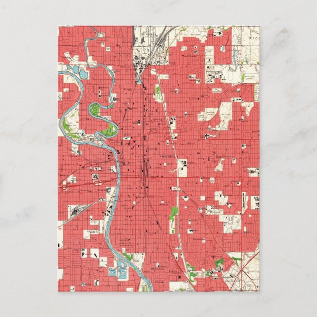 Postal Mapa de época de Wichita Kansas (1961) (Anverso)