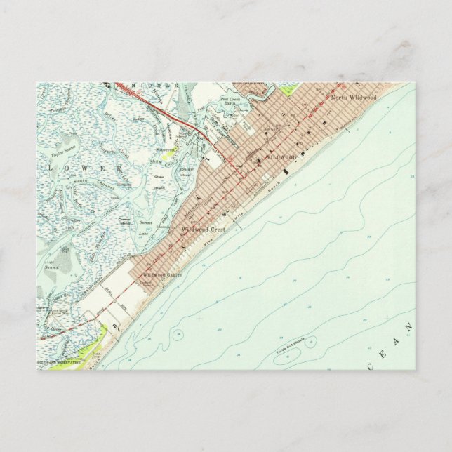 Postal Mapa de época de Wildwood NJ (1955) (Anverso)