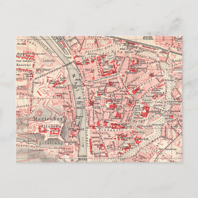 Postal Mapa de época de Wurzburg Alemania (1905) (Anverso)