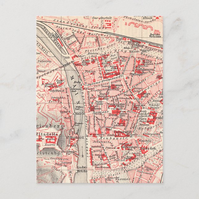 Postal Mapa de época de Wurzburg Alemania (1905) (Anverso)