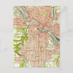 Postal Mapa de época de Youngstown Ohio (1951)