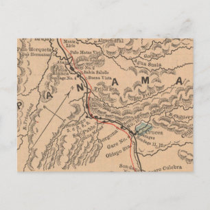 Postal Mapa de época del Canal de Panamá (1885)