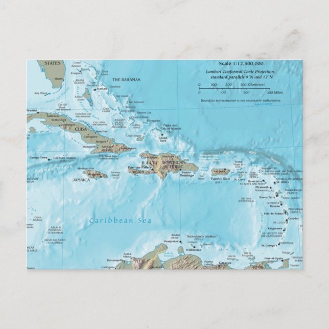 Postal Mapa de época del Caribe - EE.UU. (Anverso)