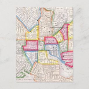 Postal Mapa de época del centro de Baltimore (1860)
