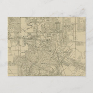 Postal Mapa de época del centro de Houston (1913)