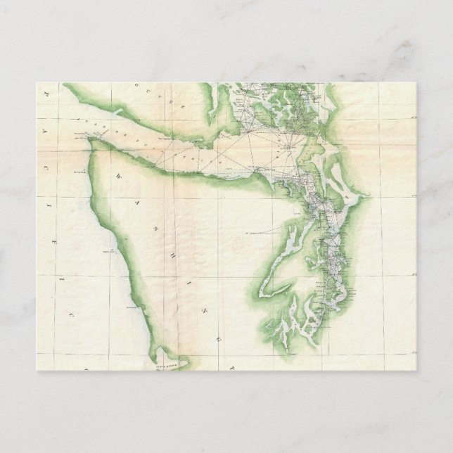 Postal Mapa de época del estado costero de Washington (18 (Anverso)