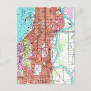 Postal Mapa de época del Everett Washington (1953)