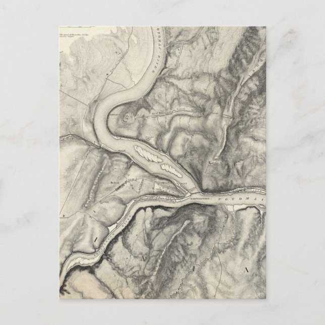 Postal Mapa de época del ferry de arpa (1863) (Anverso)