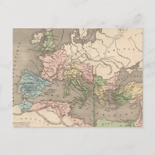 Postal Mapa de época del Imperio Romano (1838) (Anverso)
