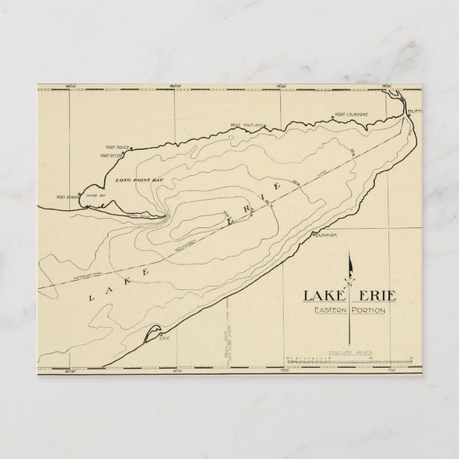 Postal Mapa de época del lago Erie Nueva York (Anverso)