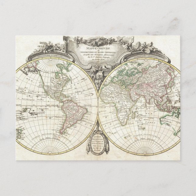 Postal Mapa de época del mundo (1775) (Anverso)