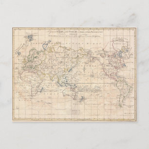 Postal Mapa de época del mundo (1799)