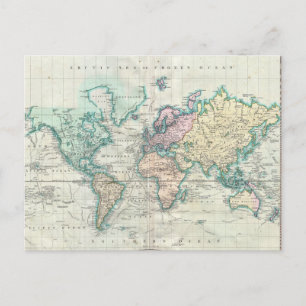 Postal Mapa de época del mundo (1801)