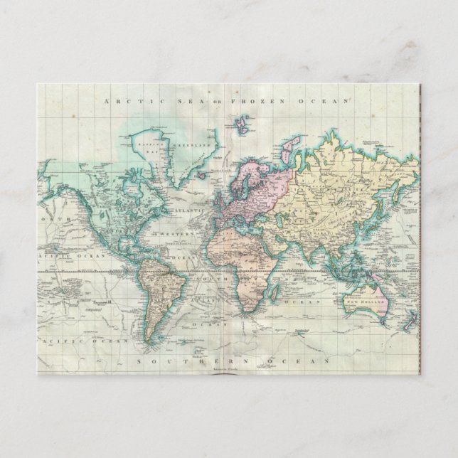 Postal Mapa de época del mundo (1801) (Anverso)