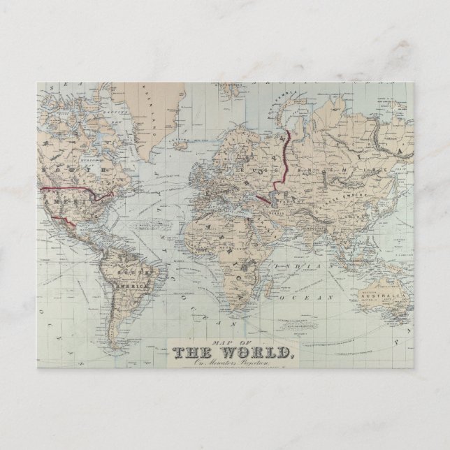 Postal Mapa de época del mundo (1875) (Anverso)