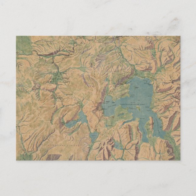 Postal Mapa de época del Parque Nacional Yellowstone (191 (Anverso)