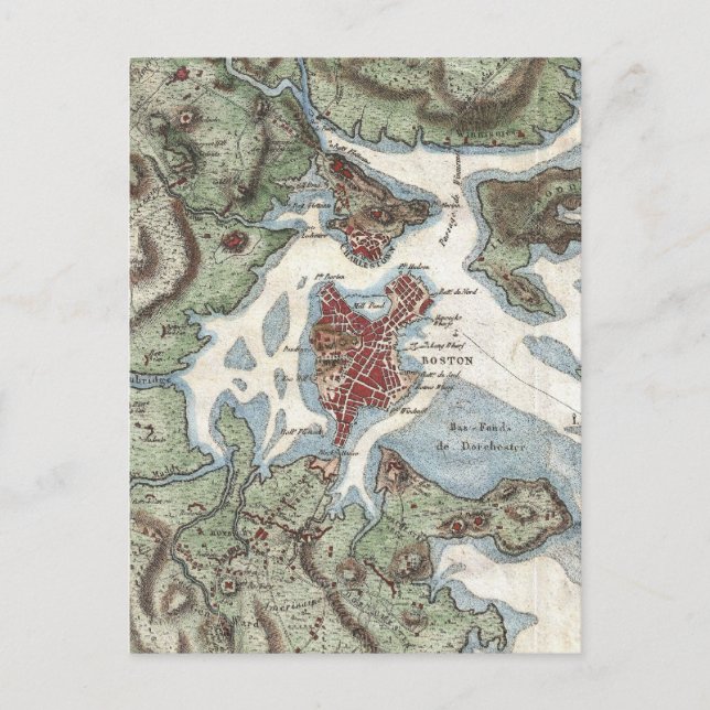 Postal Mapa de época del puerto de Boston (1807) (Anverso)