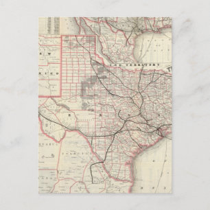 Postal Mapa de época del Sistema Ferroviario de Texas (18