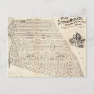 Postal Mapa de época del viñedo de Marthas (1873)