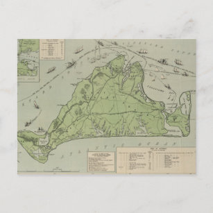 Postal Mapa de época del viñedo de Marthas (1913)