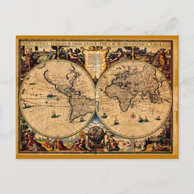 Postal Mapa de época Nova totius terrarum 1625 (Anverso)
