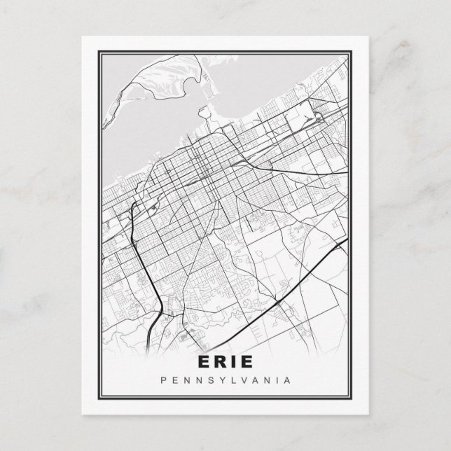 Postal Mapa de Erie (Anverso)