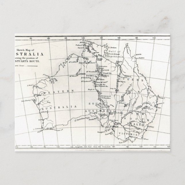 Postal Mapa de esbozos de Australia (Anverso)