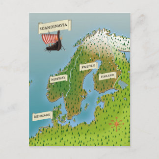 Postal Mapa de Escandinavia