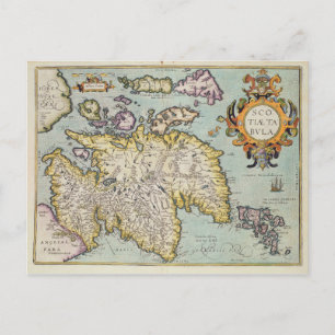 Postal Mapa de Escocia Miliaria Scotia