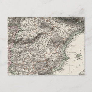 Postal Mapa de España y Portugal de Stieler