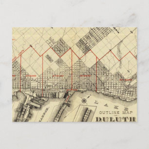 Postal Mapa de esquema de Duluth y los suburbios