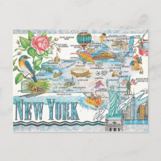 Postal mapa de estado de nueva york