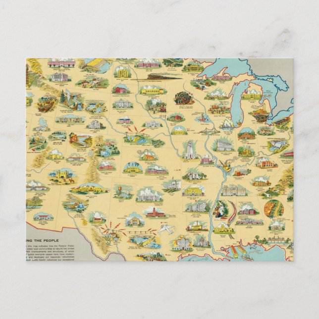 Postal Mapa de Estados Unidos (Anverso)