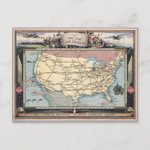 Postal Mapa de Estados Unidos envía el Skyway vía Air Exp