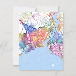 Postal Mapa de Estambul en la ciudad de Türkiye
