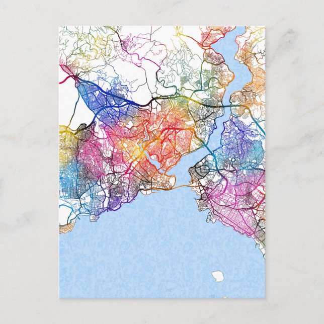 Postal Mapa de Estambul en la ciudad de Türkiye (Anverso)