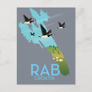Postal Mapa de estilo antiguo de Rab Coratia
