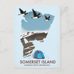 Postal Mapa de estilo vintage de Somerset Island, Canadá