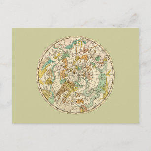 Postal Mapa de Estrellas del Cielo Austral y Mapa de Cons