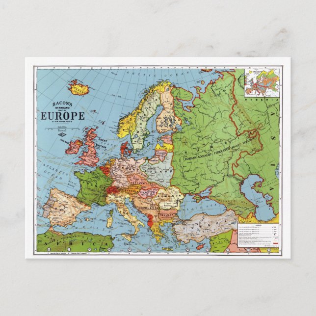 Postal Mapa de Europa (Anverso)