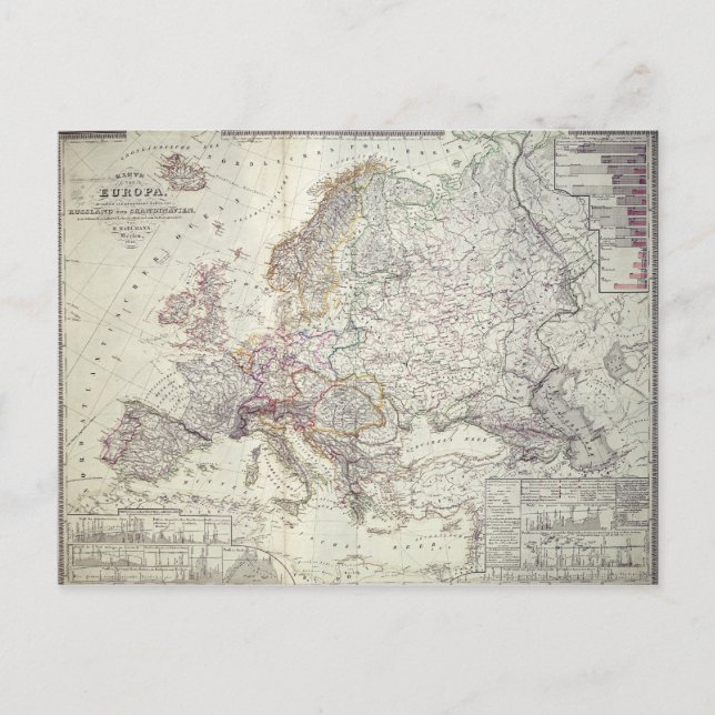 Postal Mapa de Europa, 1841 (Anverso)